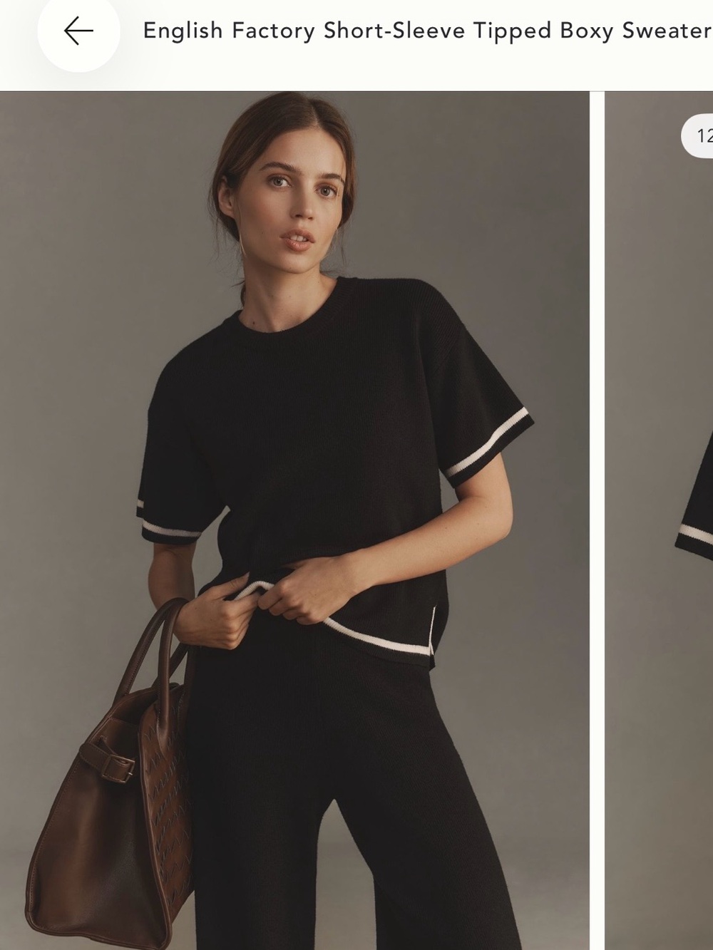 English Factory Black Short-Sleeve Boxy Sweater with White Tip